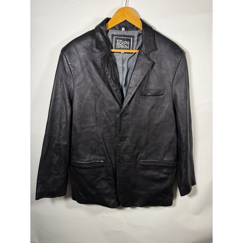Joseph Barry Mens Genuine Lamb Skin Leather Blazer Jacket‎ Black Size 40